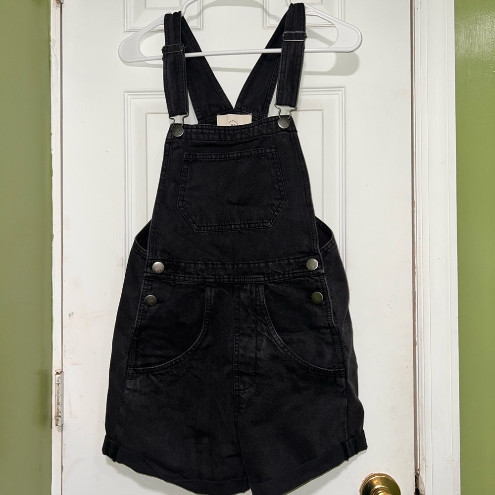 Cotton On Black Denim Overall Shorts